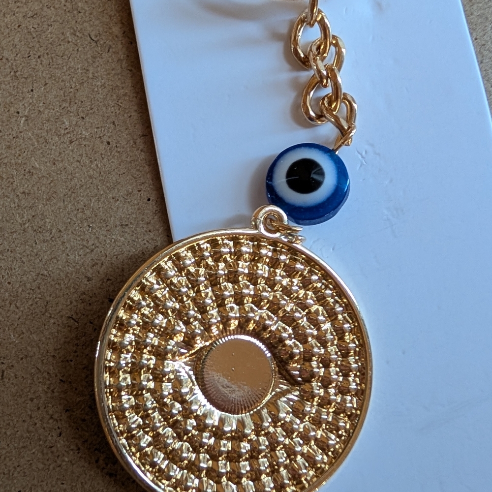 🧿 Gold Evil Eye Keychain & Charm with Blue Accents - Picture 3 of 5